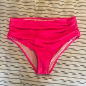 Hot pink mid rise bikini bottoms